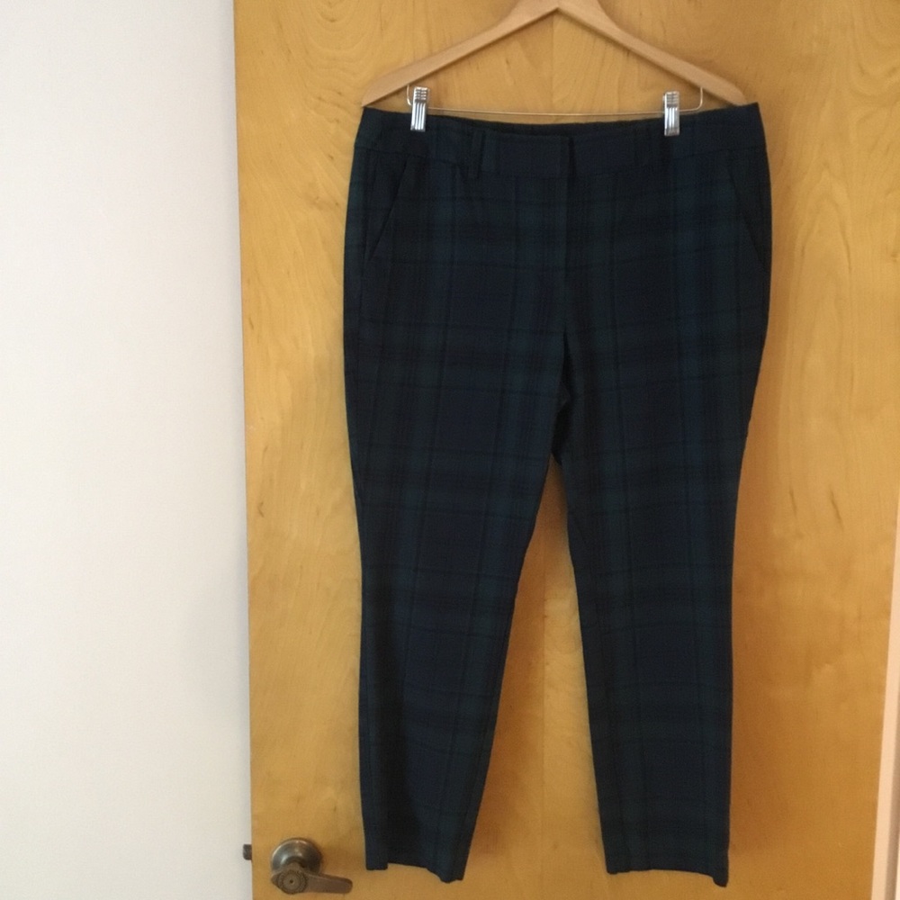 LOFT blue/green checked Marissa pants